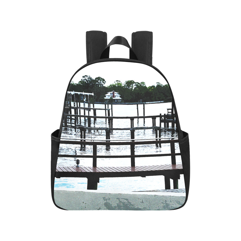 Docks On The River 7580 Multi-Pocket Fabric Backpack (Model 1684)