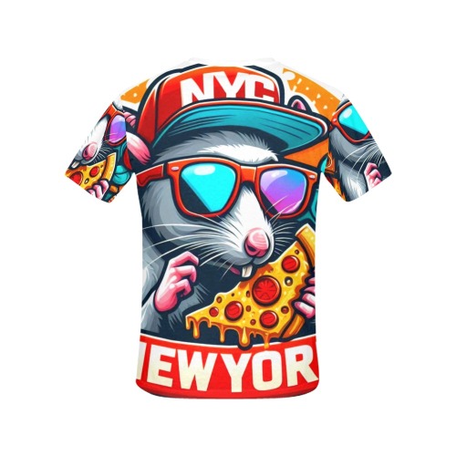 NYC RAT EATING NEW YORK PIZZA 2 All Over Print T-Shirt for Women (USA Size) (Model T40)