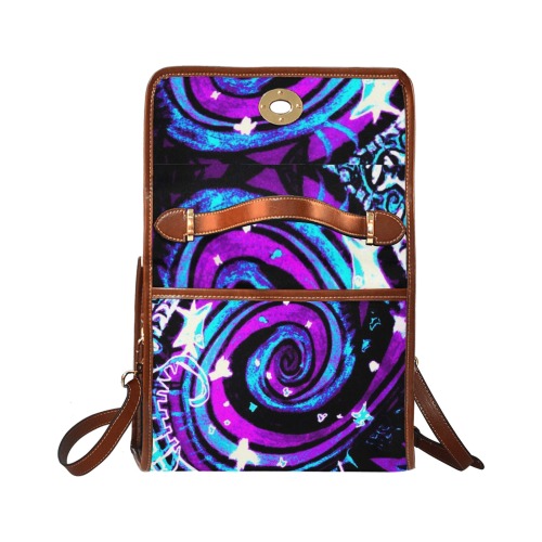 blue and purple spirals Waterproof Canvas Bag-Brown (All Over Print) (Model 1641)