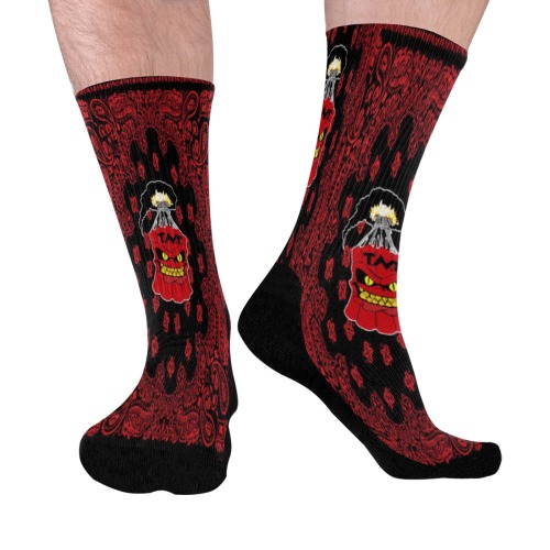 Red Bandana Mid-Calf Socks (Black Sole)