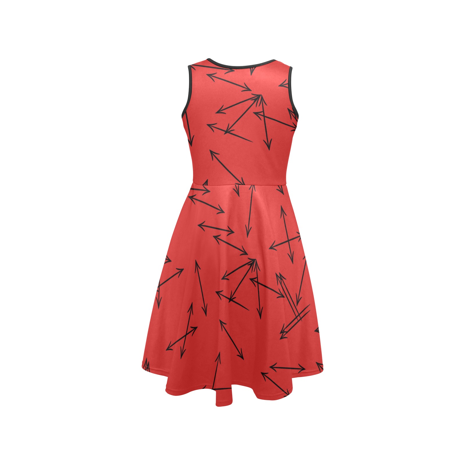 Arrows Every Direction Black/Red Sleeveless Expansion Dress (Model D60)