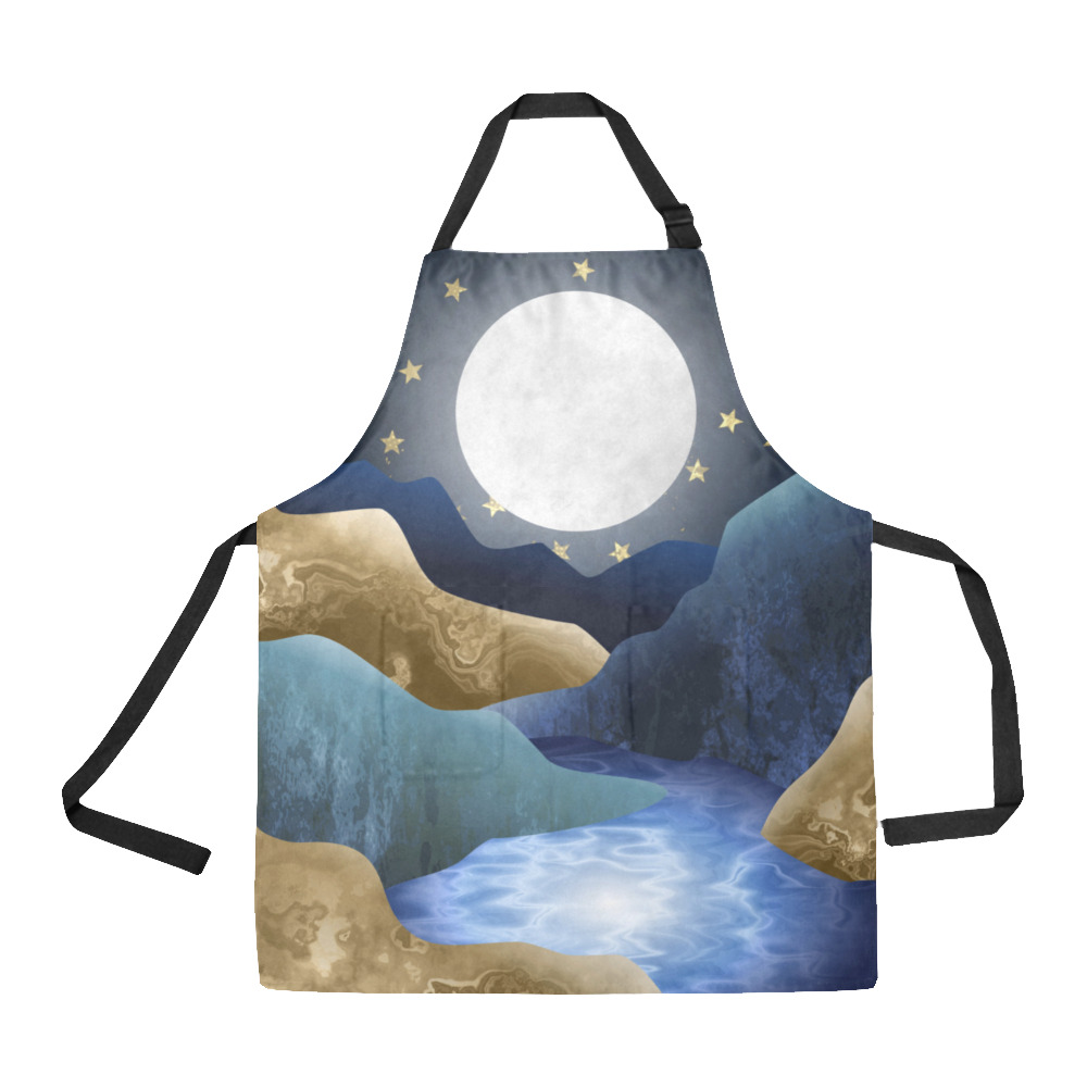 Moonlight Mountain Valley Stream All Over Print Apron