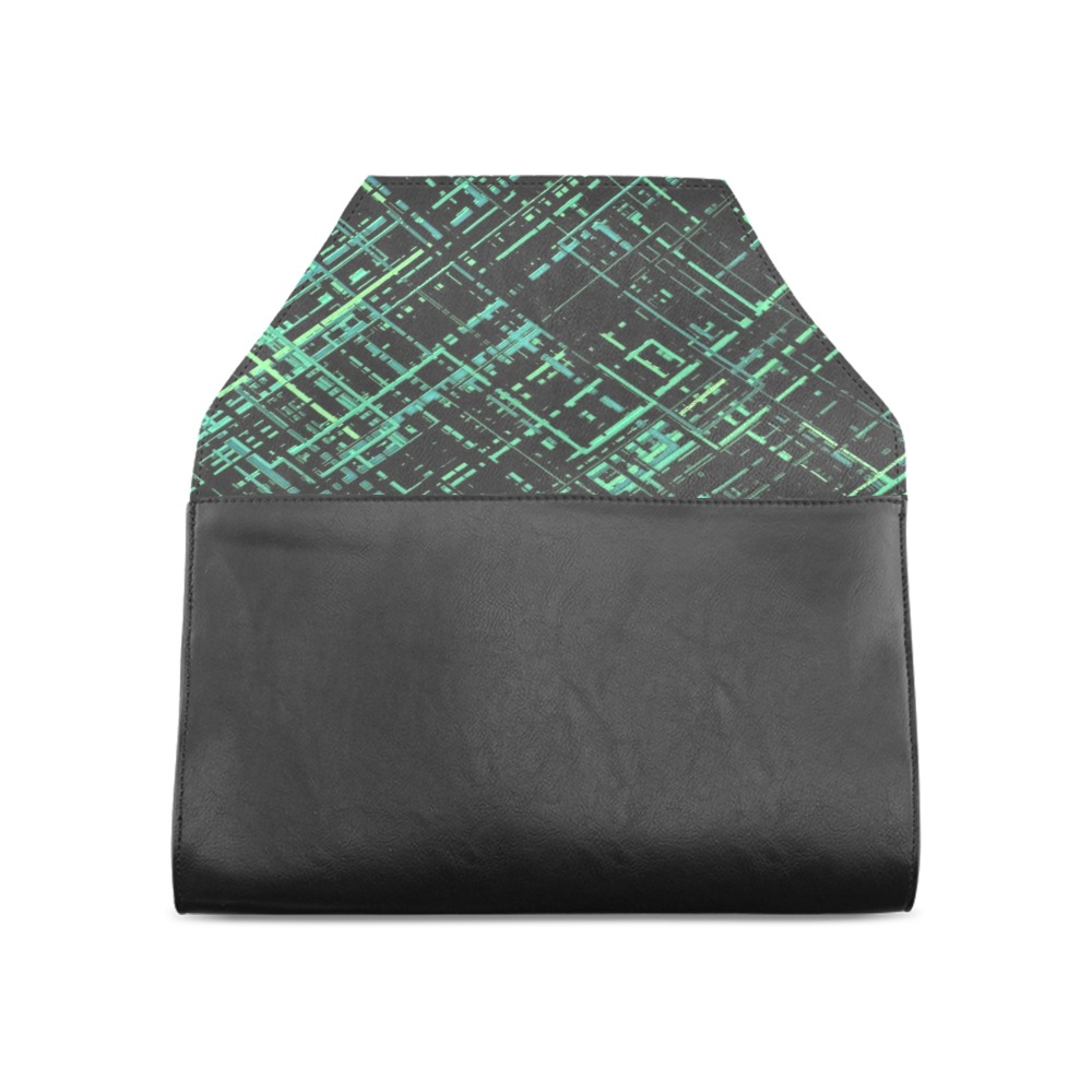 Crisscross Pattern (Green/Black) Clutch Bag (Model 1630)