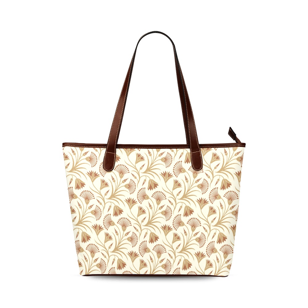 Papyrus and lotus blockprint Shoulder Tote Bag (Model 1646)