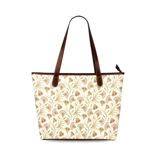 Papyrus and lotus blockprint Shoulder Tote Bag (Model 1646)