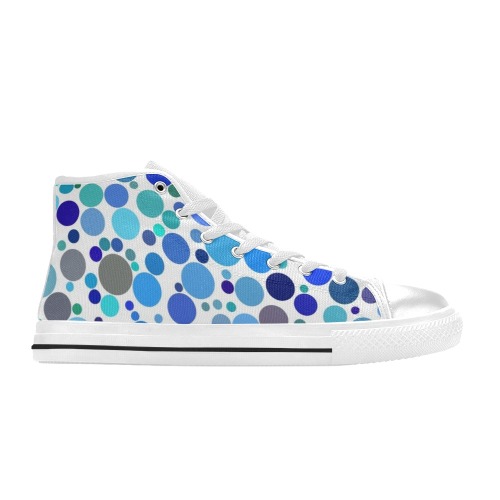 Purple and Blue Polka Dots High Top Canvas Shoes for Kid (Model 017)