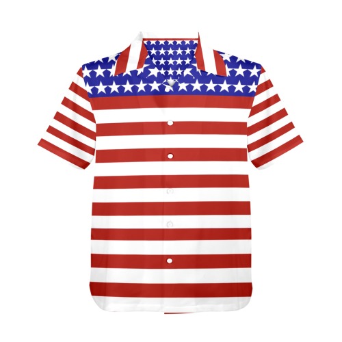 USA Patriotic Stars & Stripes Men's All Over Print Hawaiian Shirt (Model T58)