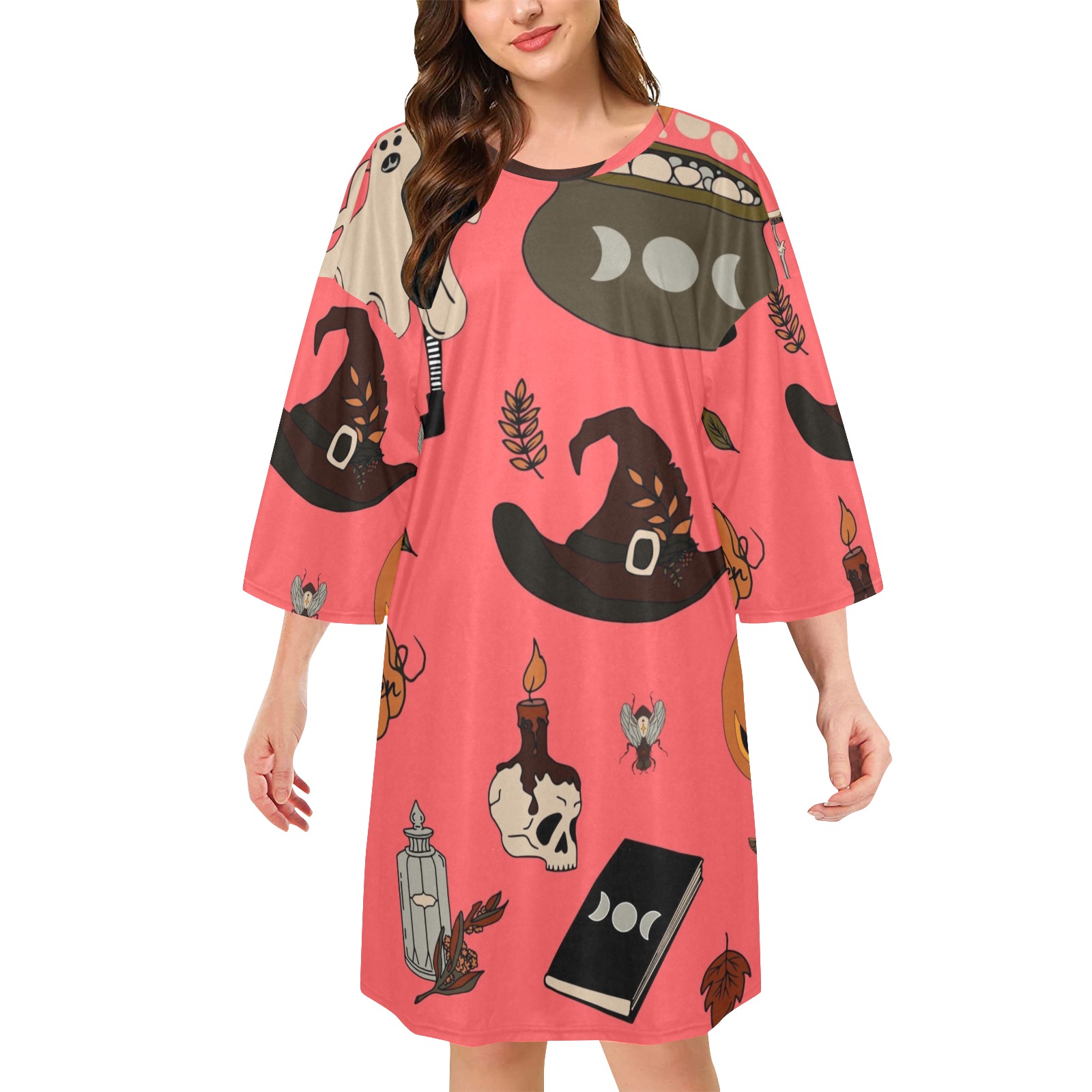Halloween Night Shirt Women's Oversized Sleep Tee (Model T74)