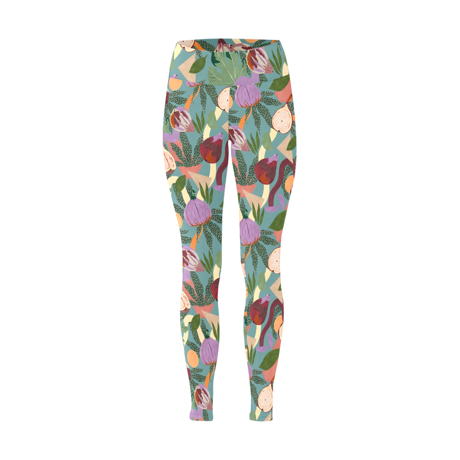 Figs and abstract shapes 4FD Women's Big Size Workout Leggings (Model L43)