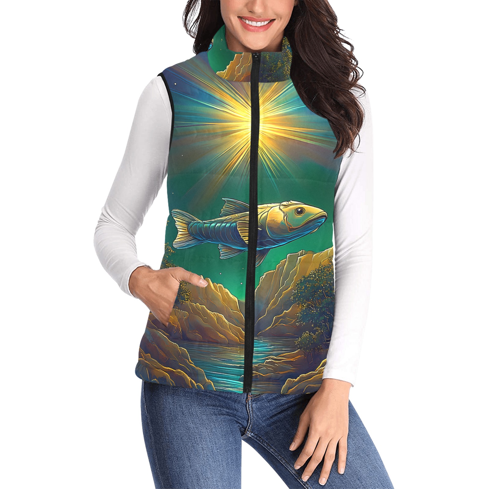 Celestial Swim Women's Padded Vest Jacket (Model H44)