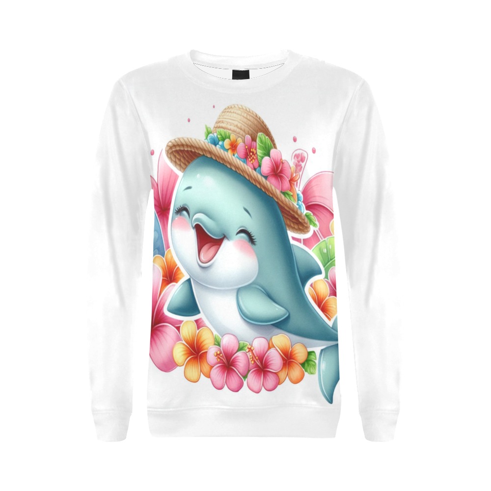 Watercolor Dolphin 2 All Over Print Crewneck Sweatshirt for Women (Model H18)