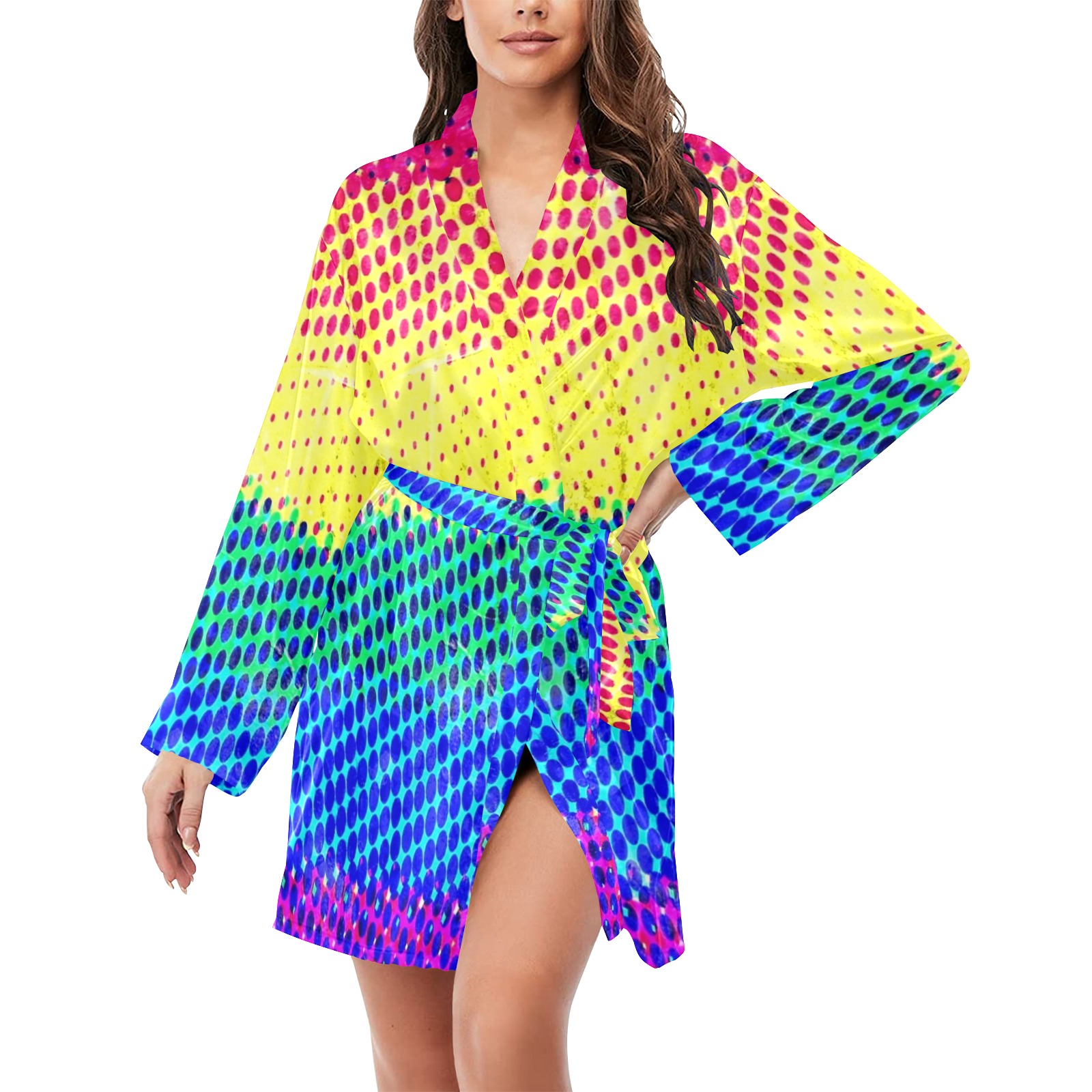Rainbow Pride by Nico Bielow Women's Long Sleeve Belted Night Robe