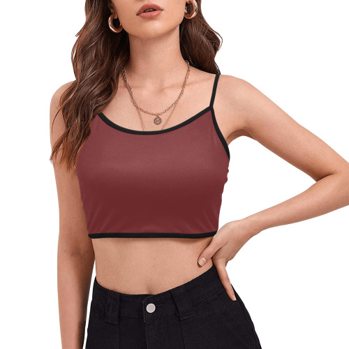 BROWN Women's Spaghetti Strap Crop Top (Model T67)