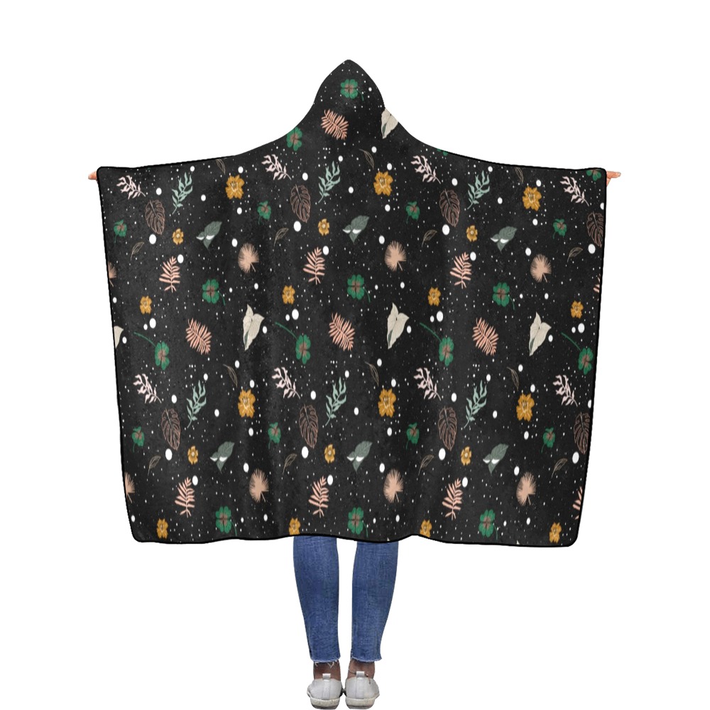 Lucky nature in space I Flannel Hooded Blanket 56''x80''