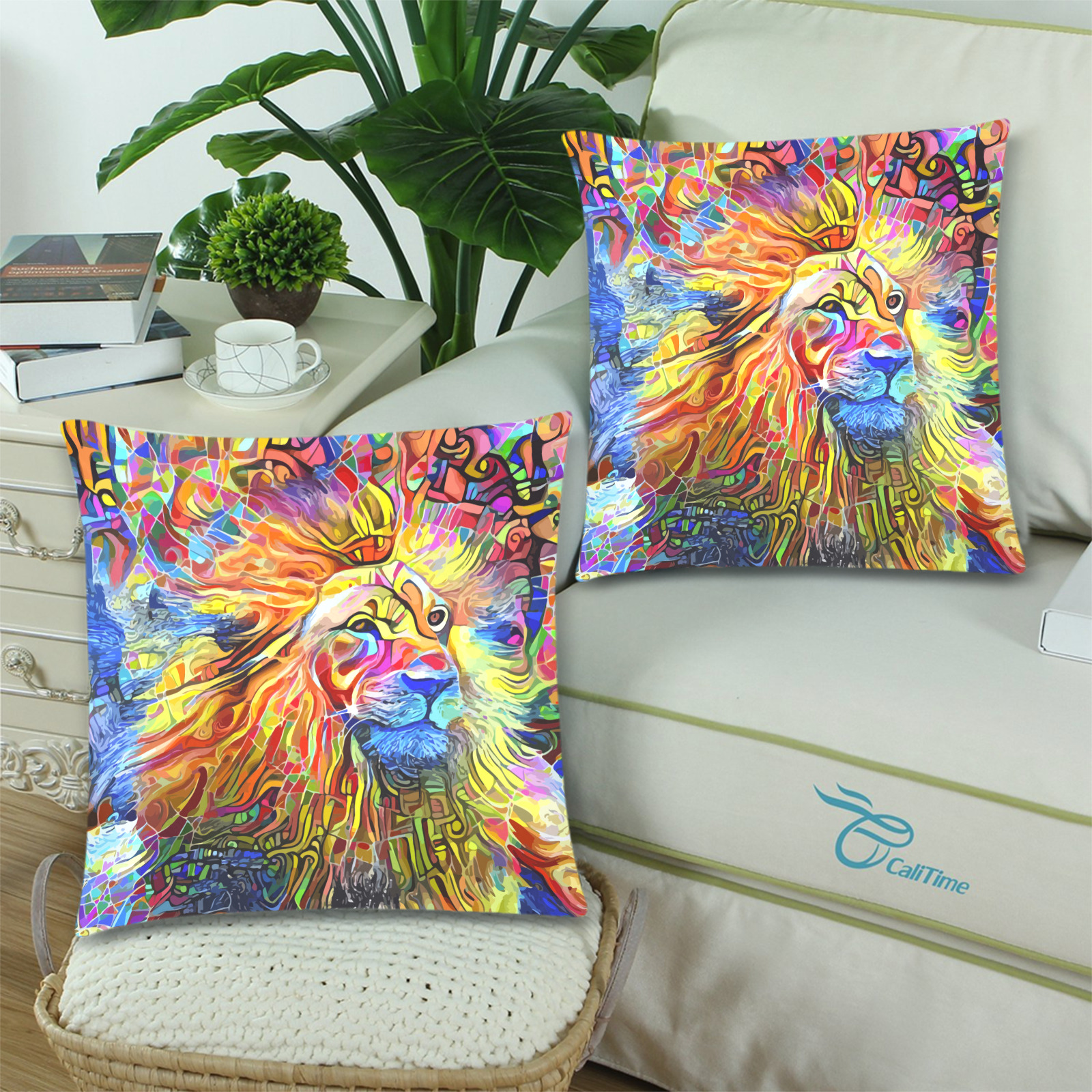 Bold as a Lion Custom Zippered Pillow Cases 18"x 18" (Twin Sides) (Set of 2)