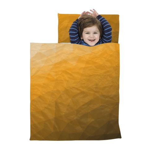 Orange gradient geometric mesh pattern Kids' Sleeping Bag