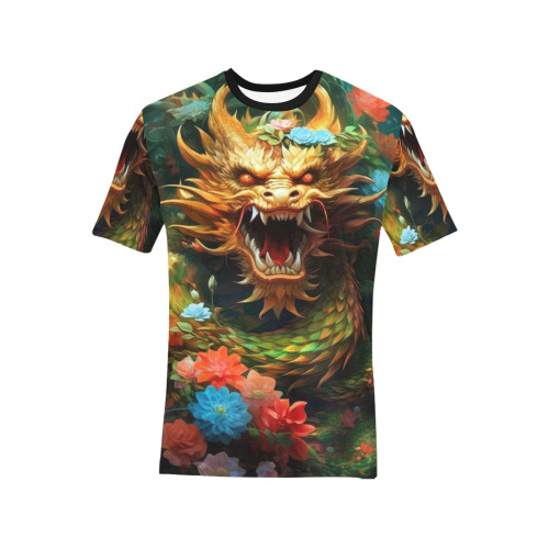 Dragon world tshirt Men's All Over Print T-Shirt (Solid Color Neck) (Model T63)