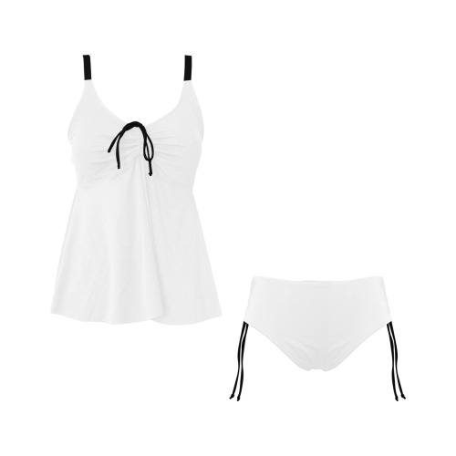white Chest Drawstring Swim Dress (Model S30)