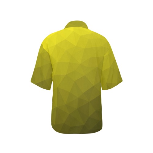 Yellow gradient geometric mesh pattern All Over Print Hawaiian Shirt for Women (Model T58)