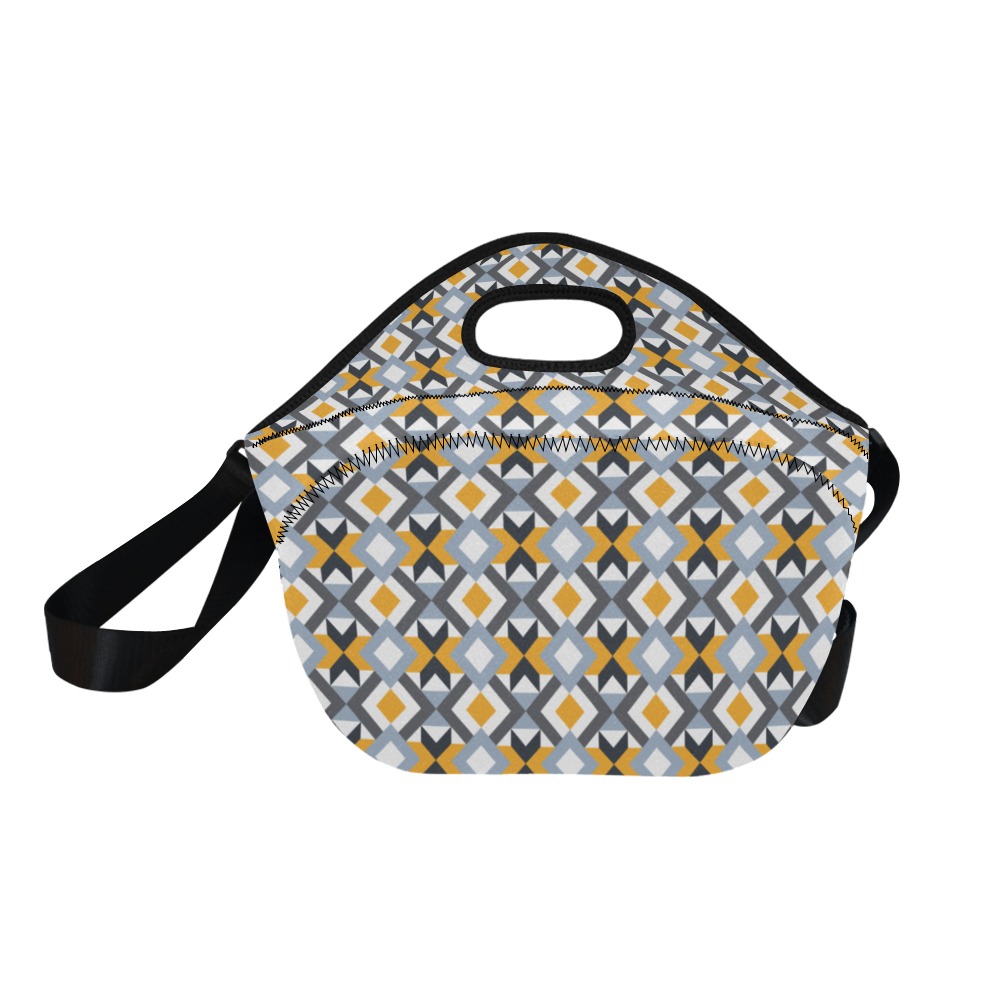 Retro Angles Abstract Geometric Pattern Neoprene Lunch Bag/Large (Model 1669)