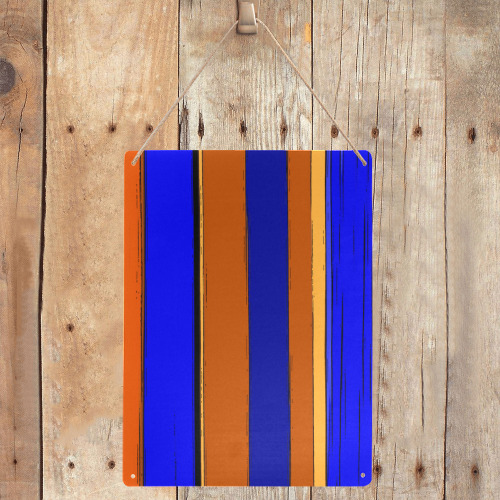 Abstract Blue And Orange 930 Metal Tin Sign 12"x16"