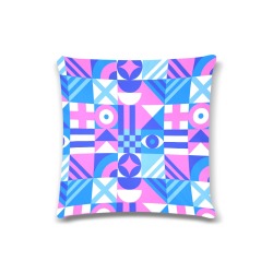Pink and Blue Geometric Abstract Custom Zippered Pillow Case 16"x16"(Twin Sides)