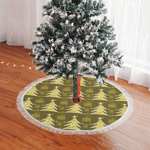Christmas special trees Thick Fringe Christmas Tree Skirt 30"x30"