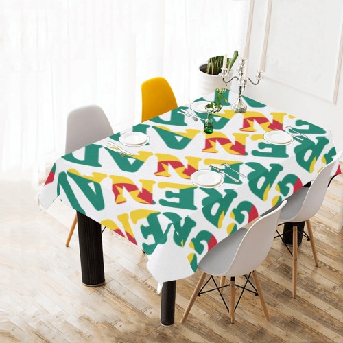 GRENADA TEXT TABLE CLOTH Cotton Linen Tablecloth 60" x 90"