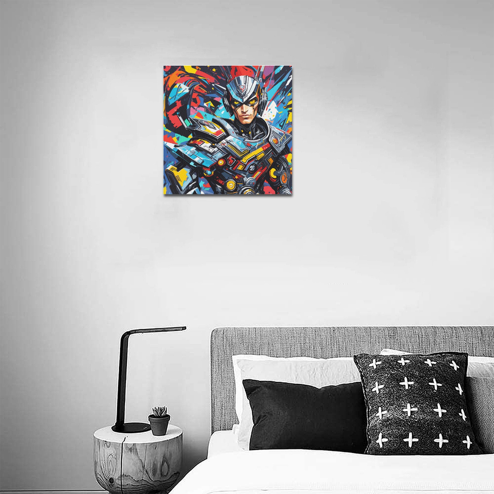 Awesome cyborg hero stunning modern abstract art. Upgraded Canvas Print 16"x16"