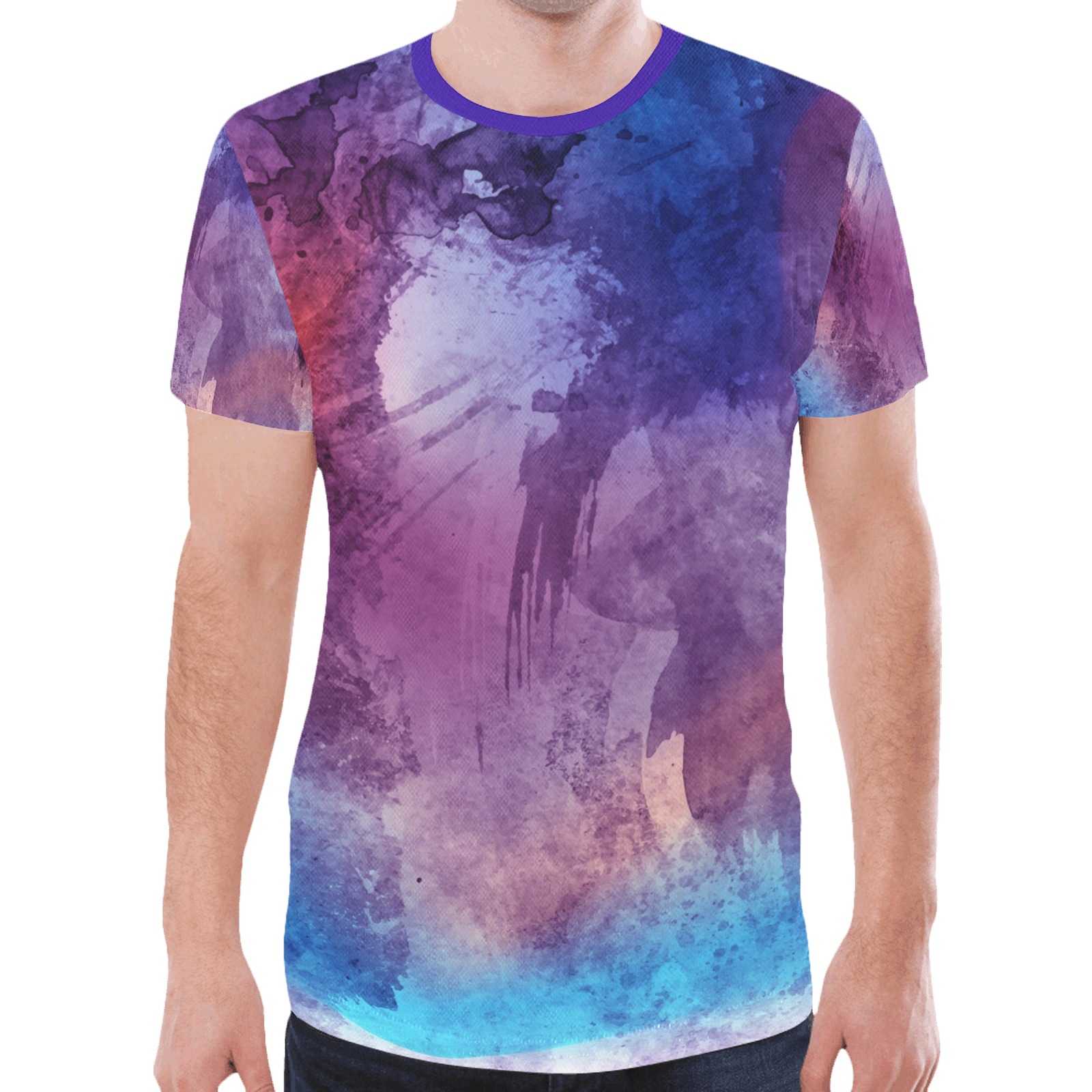 Purple Multi Color Grunge New All Over Print T-shirt for Men (Model T45)