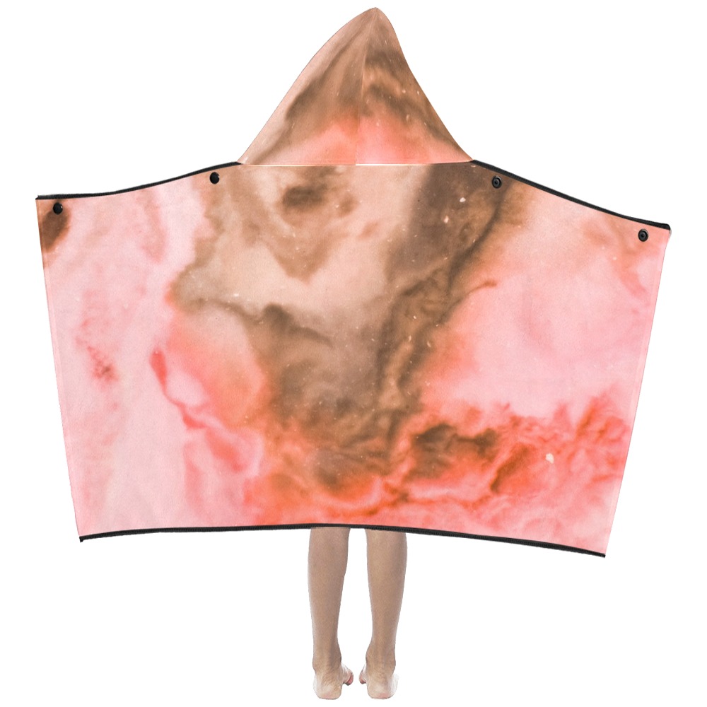 Pink marbled space 01 Kids' Hooded Bath Towels