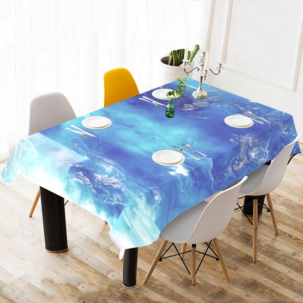 Encre Bleu Photo Cotton Linen Tablecloth 60"x 104"