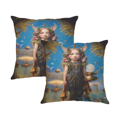 menina duende_vectorized Linen Zippered Pillowcase 18"x18"(Two Sides&Pack of 2)
