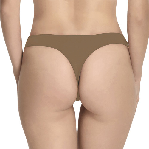BROWN Women's All Over Print Thongs (Model L30)