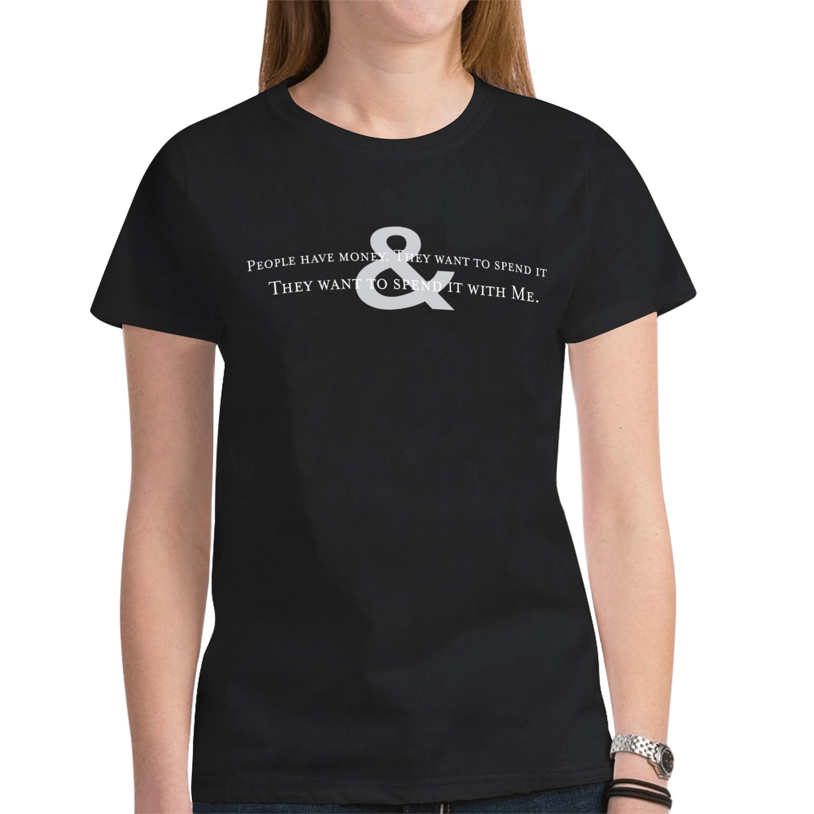 RL Affirmation Design 1 Black New All Over Print T-shirt for Women (Model T45)