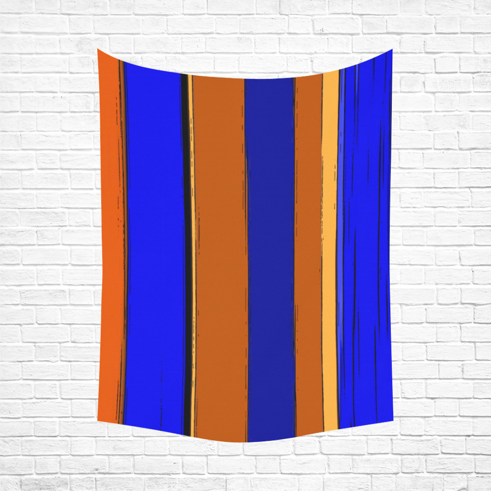 Abstract Blue And Orange 930 Polyester Peach Skin Wall Tapestry 60"x 80"