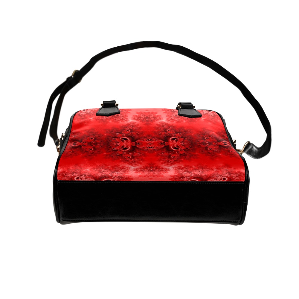 Fiery Red Rose Garden Frost Fractal Shoulder Handbag (Model 1634)