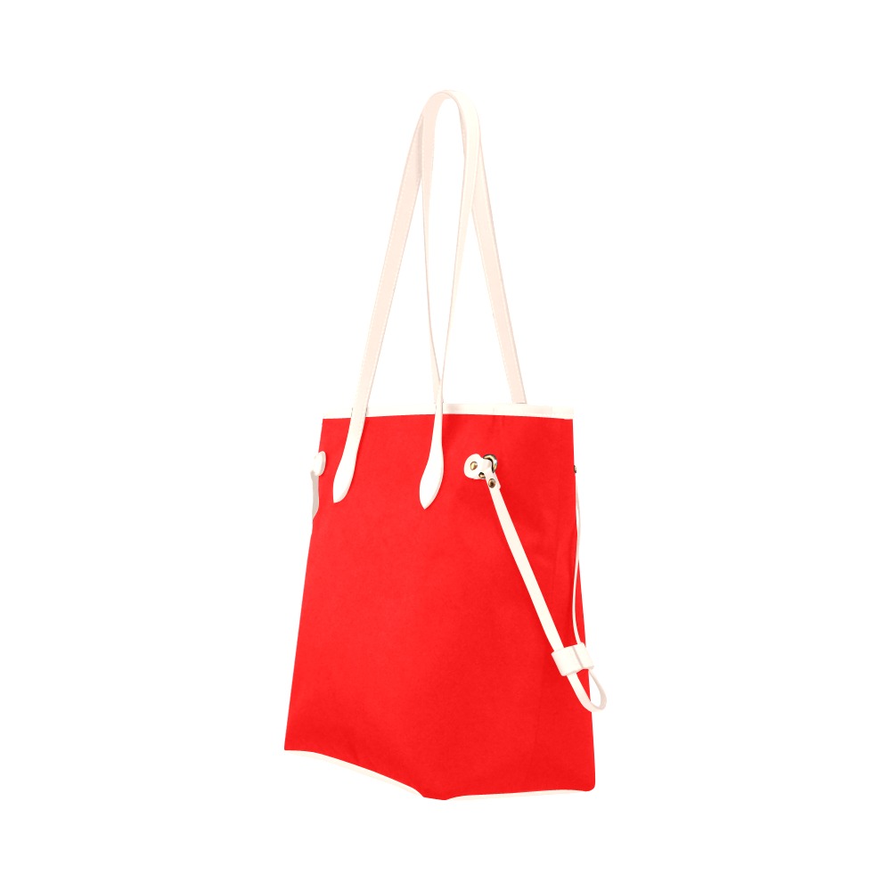 Merry Christmas Red Solid Color Clover Canvas Tote Bag (Model 1661)