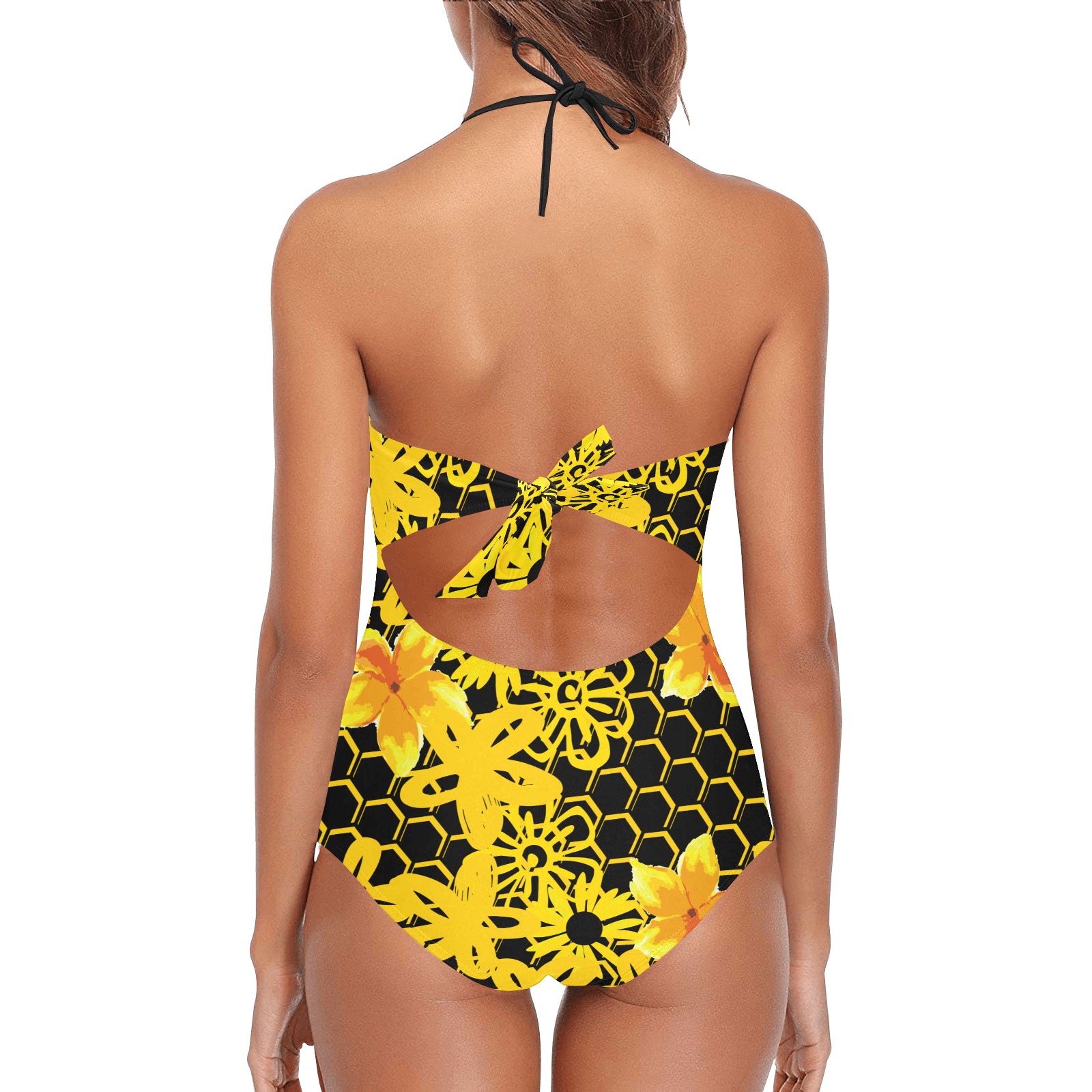 ASU Honeycomb Flowers Lace Band Embossing Swimsuit (Model S15)