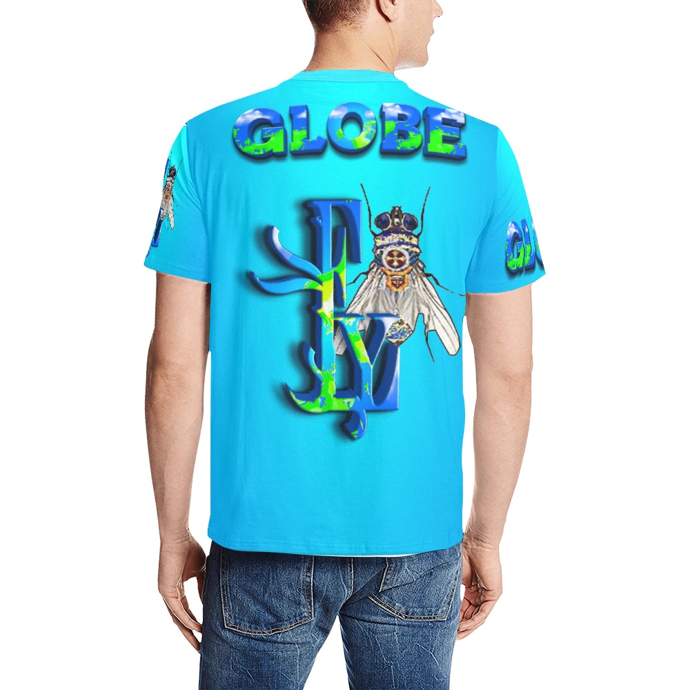 Globe  Collectible Fly Men's All Over Print T-Shirt (Solid Color Neck) (Model T63)