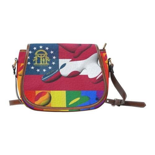 Georgia USA Pride Flag Pop Art by Nico Bielow Saddle Bag/Large (Model 1649)