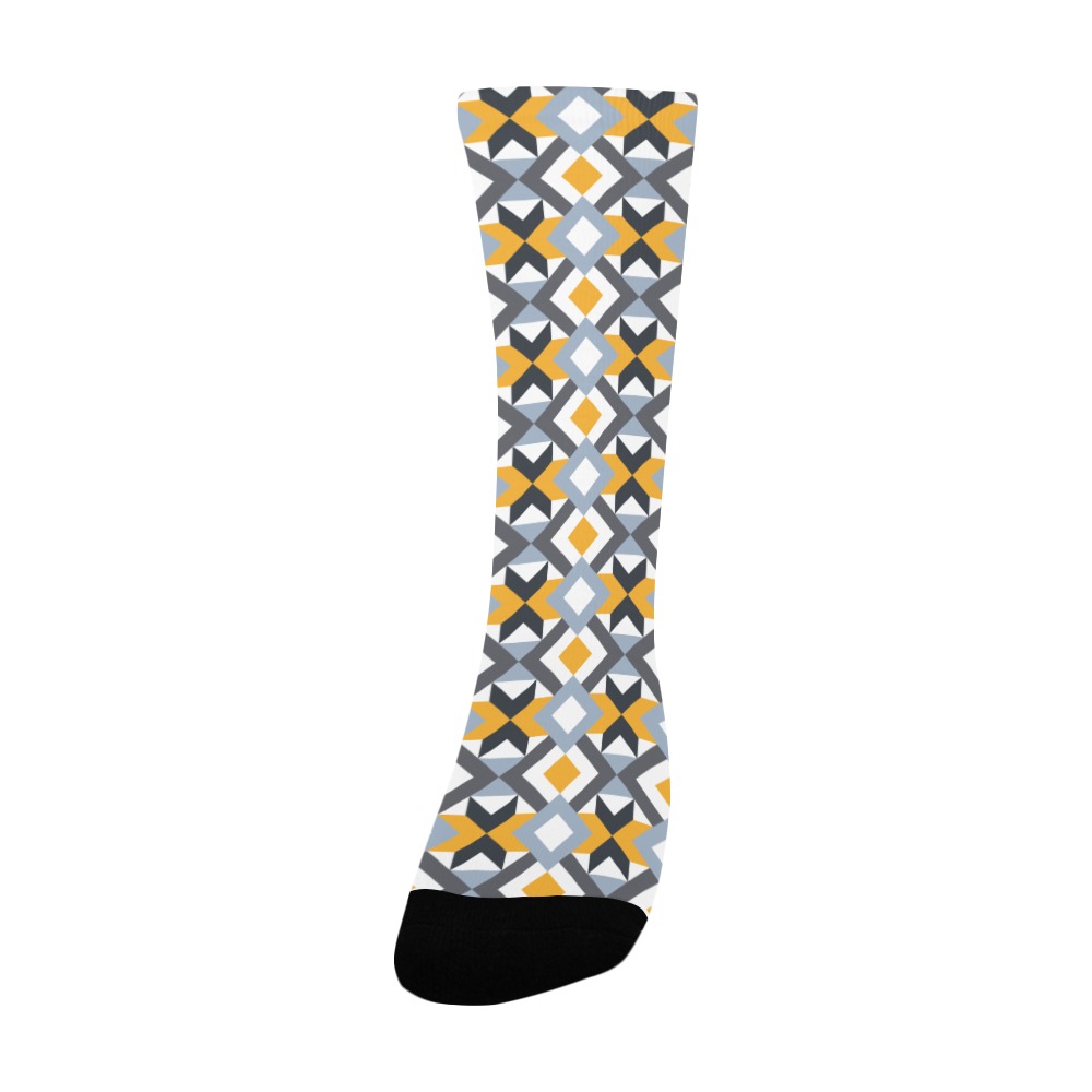 Retro Angles Abstract Geometric Pattern Women's Custom Socks