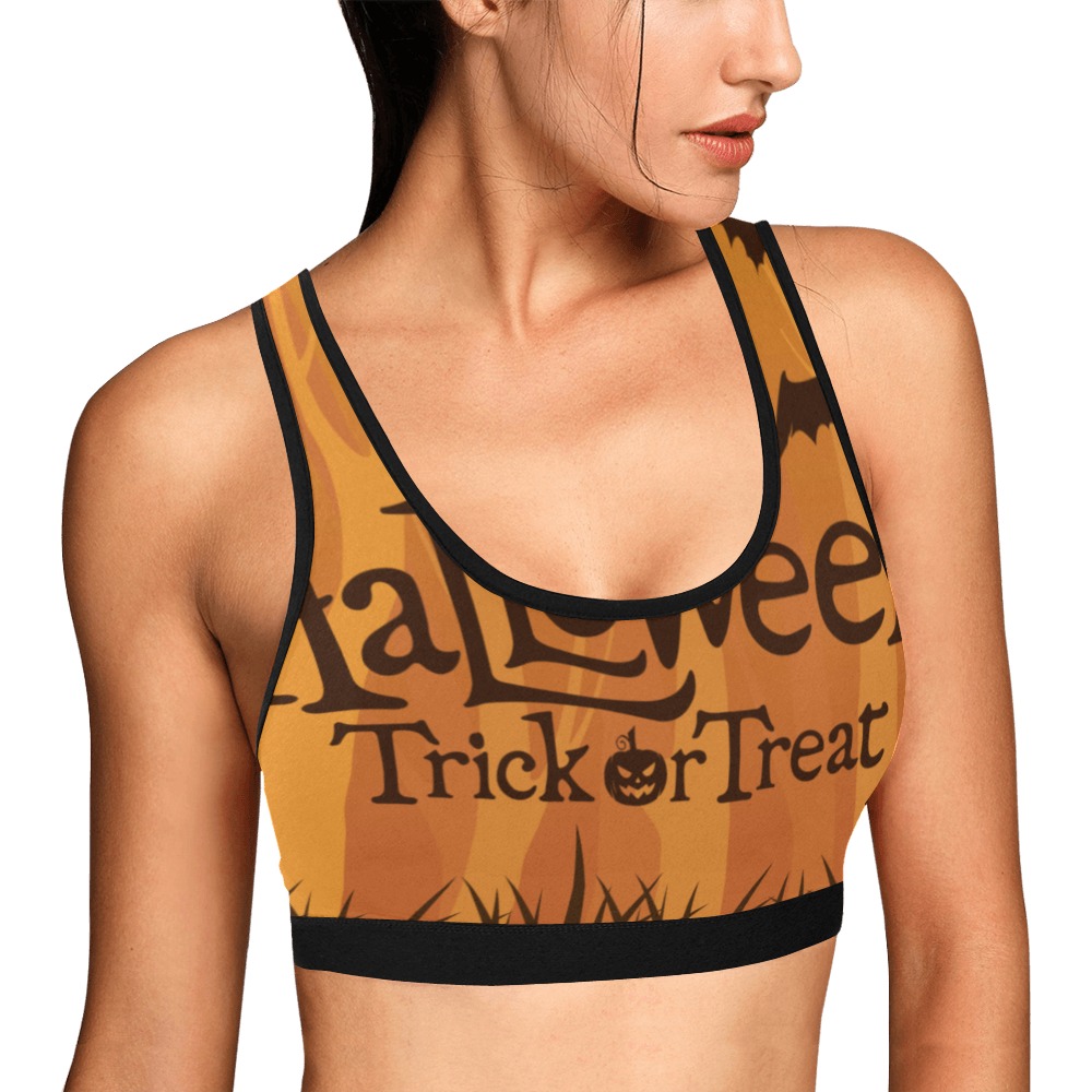 Happy Halloween Trick or Treat Women's All Over Print Sports Bra (Model T52)