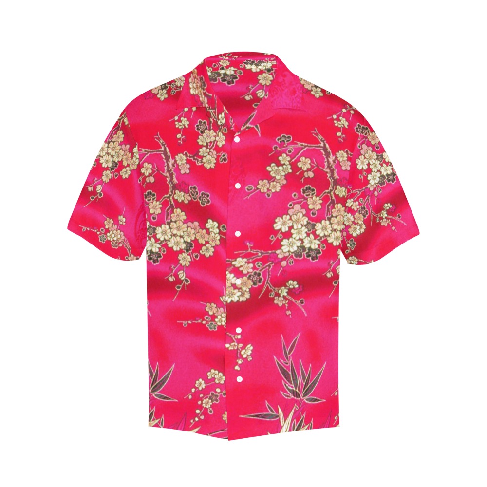 Red Silk Shirt Hawaiian Shirt (Model T58)
