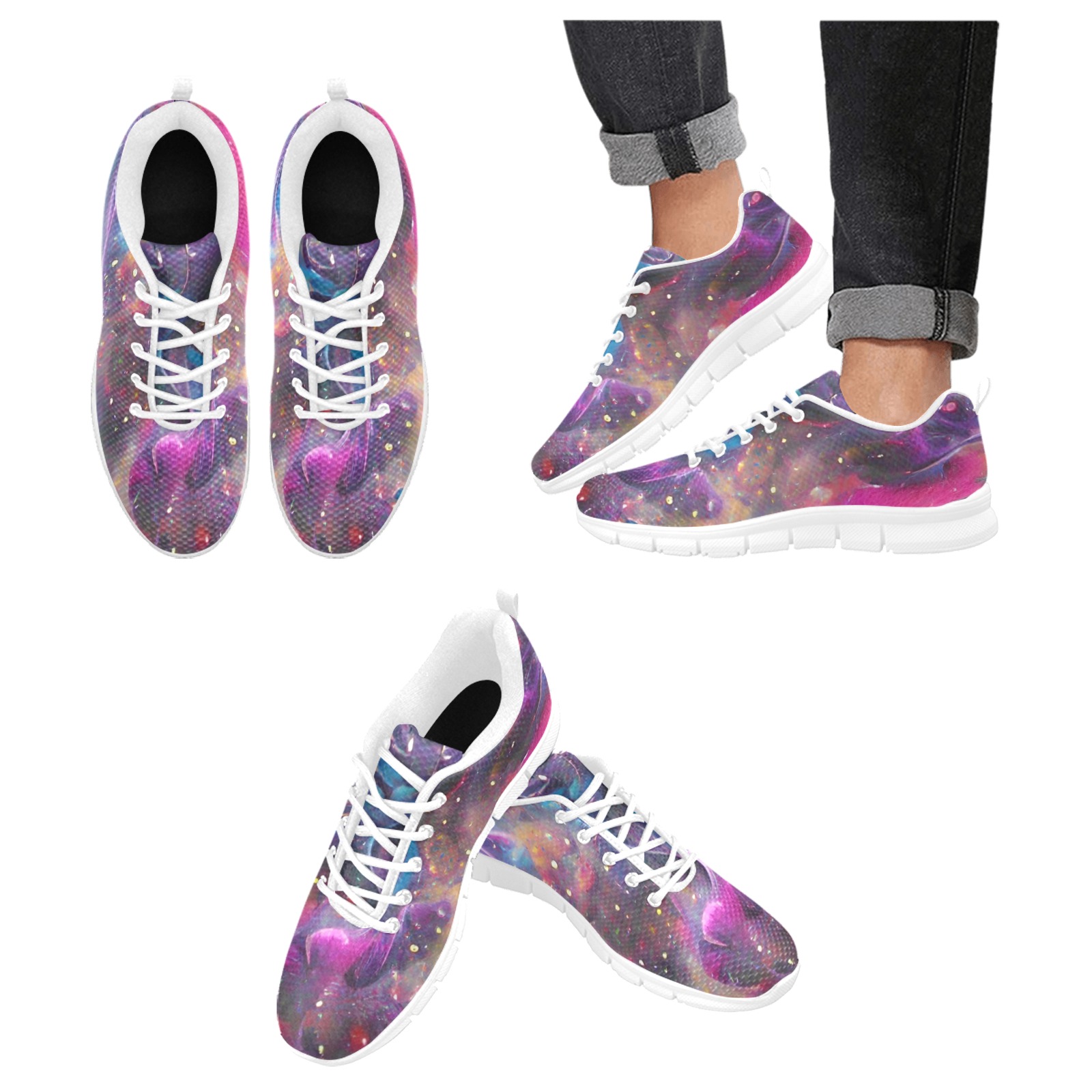 Tiger_Nebula_TradingCard Men's Breathable Running Shoes (Model 055)