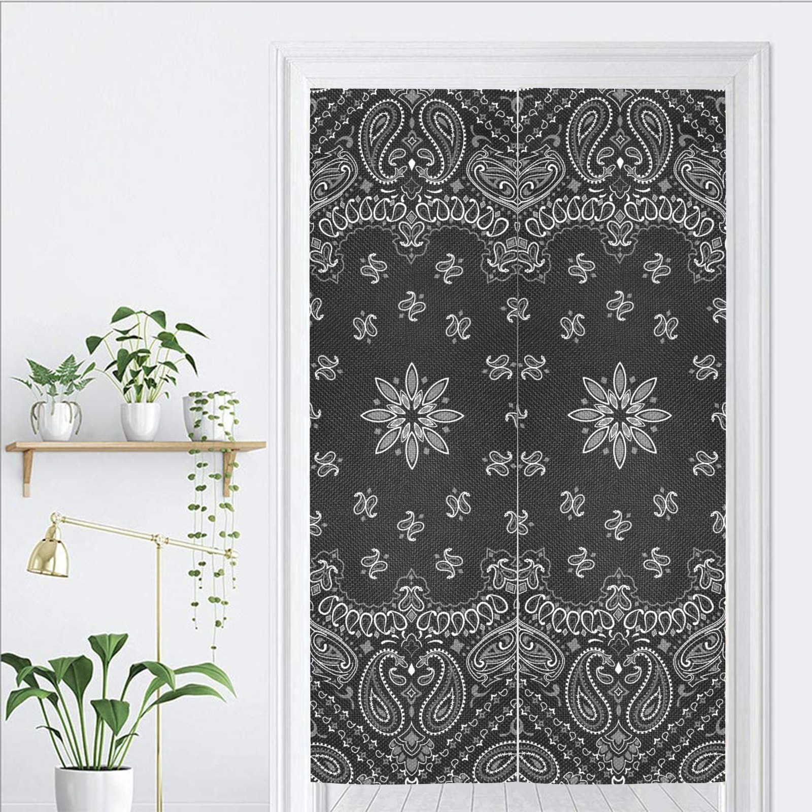 Bandanna Pattern Black White Door Curtain Tapestry
