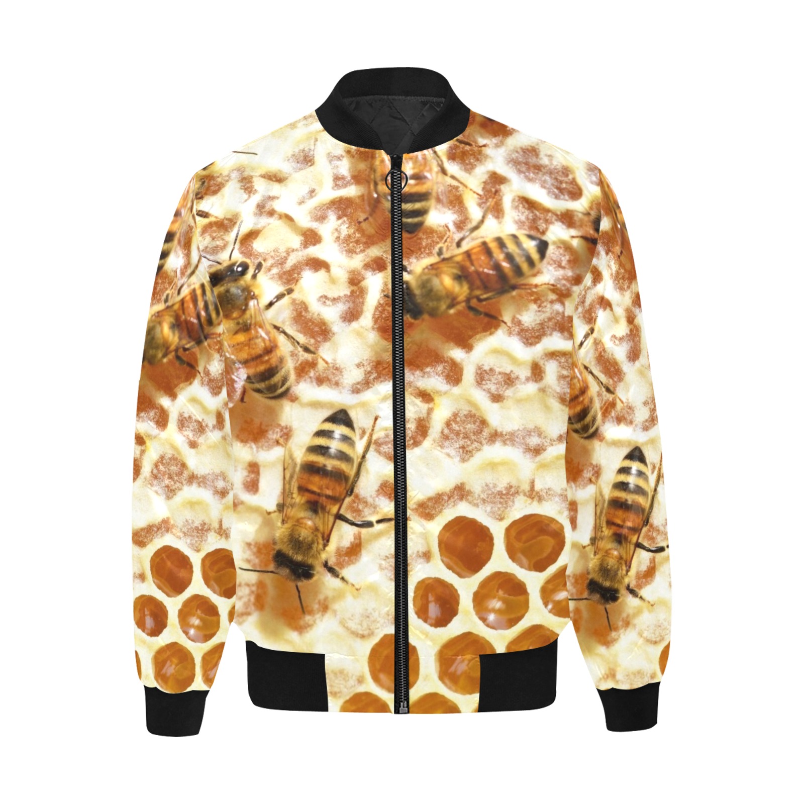 HONEY BEES 2 All Over Print Quilted Bomber Jacket for Men (Model H33)