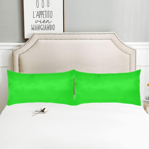 Merry Christmas Green Solid Color Custom Pillow Case 20"x 36" (One Side) (Set of 2)