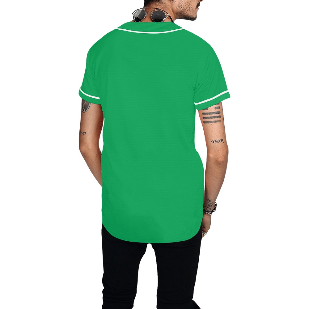 Solid Green All Over Print Baseball Jersey for Men (Model T50)