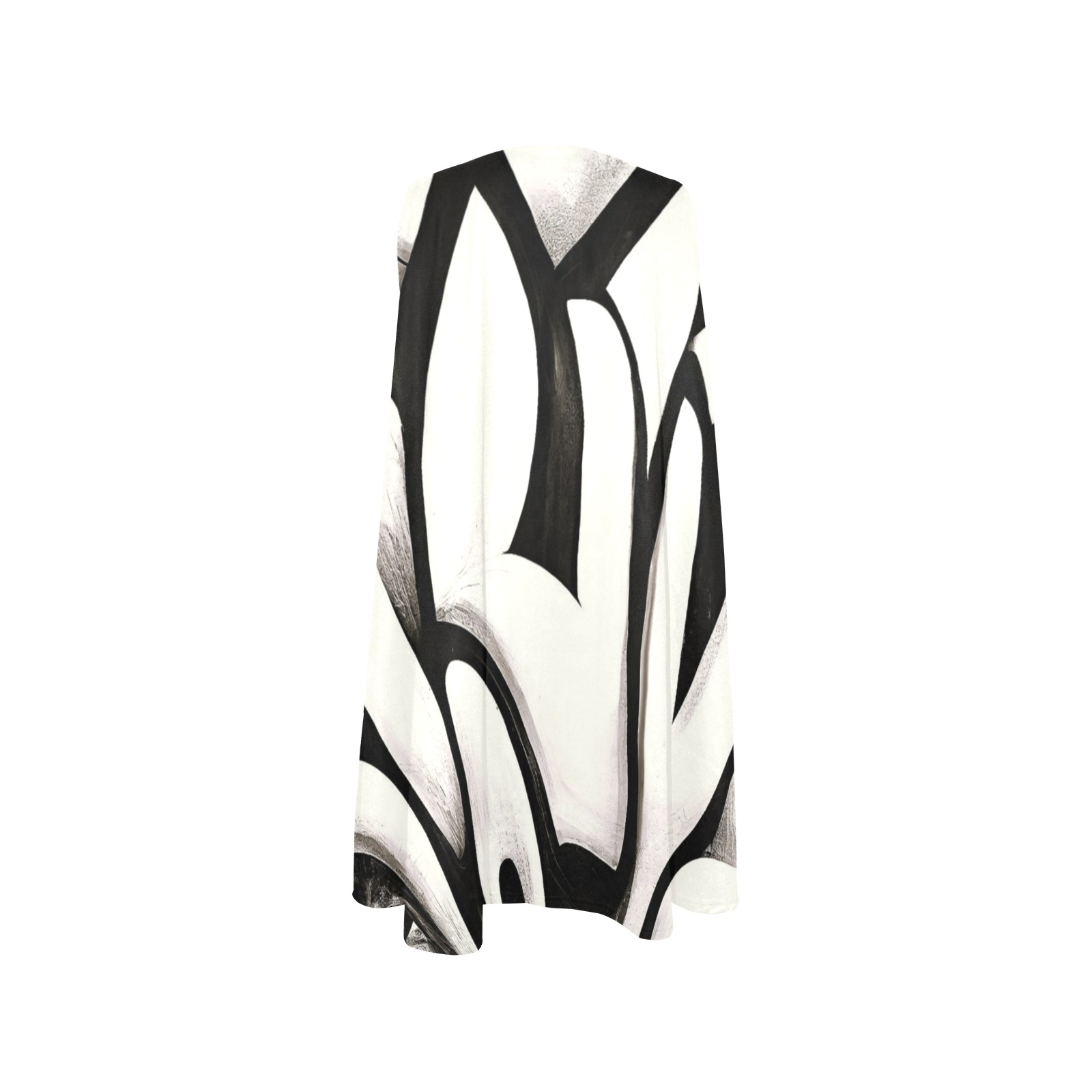 black and white graffiti style Sleeveless A-Line Pocket Dress (Model D57)